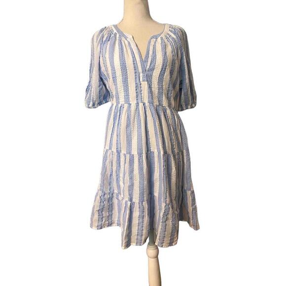 Crown & Ivy Striped Dress - Size M - Cotton Blue & White NWT - Picture 2 of 13